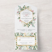 Gilded Greenery over White | Kerstbruiloft All In One Uitnodiging (Binnen)
