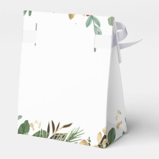 Gilded Greenery over White | Kerstbruiloft Bedankdoosjes (Achterkant)