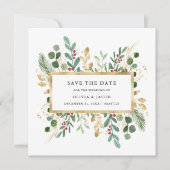 Gilded Greenery over White | kerstfeestfoto Save The Date (Voorkant)