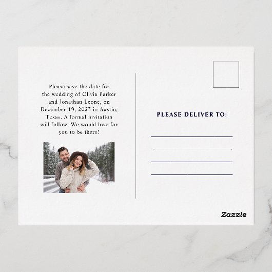 Gilded Greenery over White | Kerstmis: datum opsla Folie Uitnodiging Briefkaart (Achterkant)