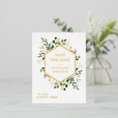 Gilded Greenery over White | Kerstmis: datum opsla Folie Uitnodiging Briefkaart (Staand Voorkant)
