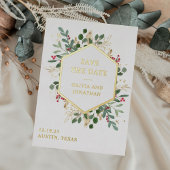 Gilded Greenery over White | Kerstmis: datum opsla Folie Uitnodiging Briefkaart