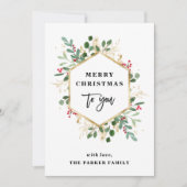 Gilded Greenery over White | Vrolijk kerstfeest Feestdagenkaart (Voorkant)
