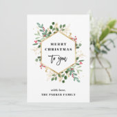 Gilded Greenery over White | Vrolijk kerstfeest Feestdagenkaart (Staand voorkant)
