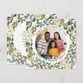 Gilded Greenery White | Kerst met weiden en foto's Feestdagenkaart (Voorkant / Achterkant)