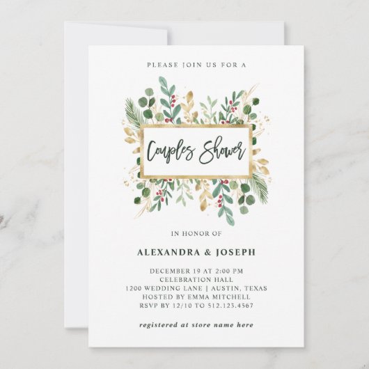 Gilded Greenery White | Kerststellen — Shower Kaart (Voorkant)
