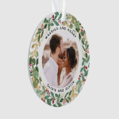 Gilded Greenery White Married en Merry Two Photo Ornament (voorkant)
