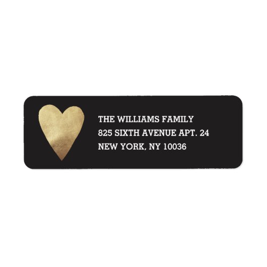 Gilded Heart Address Label - Black (Voorkant)