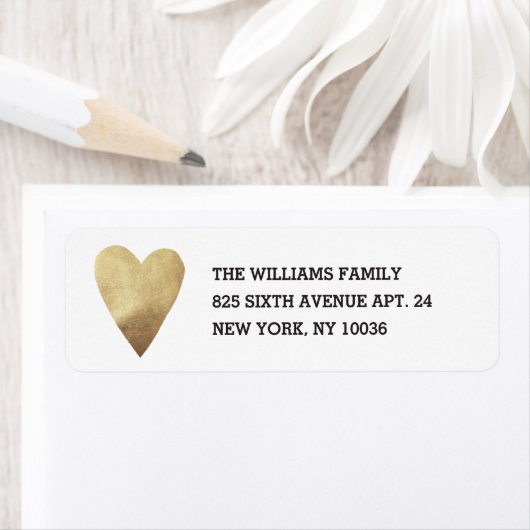 Gilded Heart Address Label - White (Insitu)
