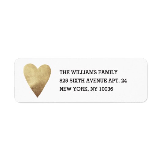 Gilded Heart Address Label - White (Voorkant)