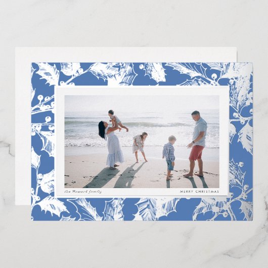 Gilded Holly Lijst Grandmillennial Family Folie Feestdagenkaart (Voorkant / Achterkant)