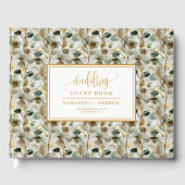 Gilded Hunter Green en Gold bruiloft gastenboek (Voorkant)