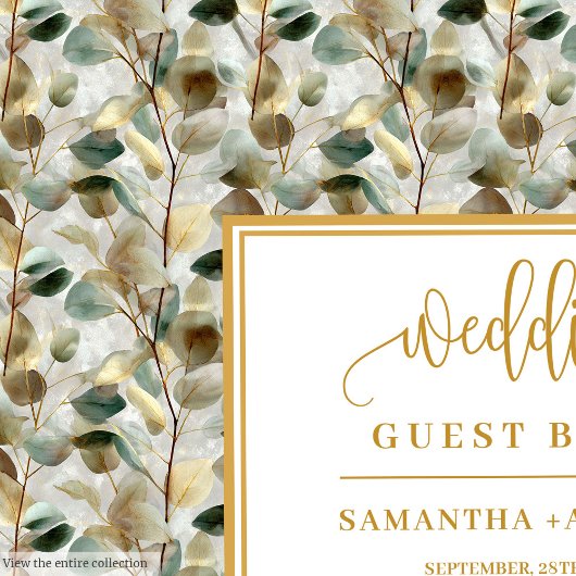 Gilded Hunter Green en Gold bruiloft gastenboek