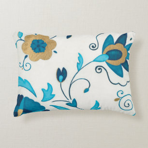 Gilded Indigo Flowers met witte achtergrond Accent Kussen