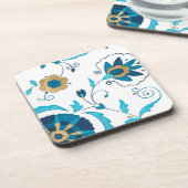 Gilded Indigo Flowers met witte achtergrond Bier Onderzetter (Linkerzijde)