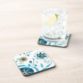 Gilded Indigo Flowers met witte achtergrond Bier Onderzetter (Rechterzijde)