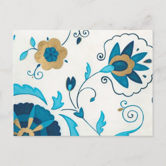 Gilded Indigo Flowers met witte achtergrond Briefkaart (Voorkant)