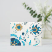 Gilded Indigo Flowers met witte achtergrond Briefkaart (Staand voorkant)