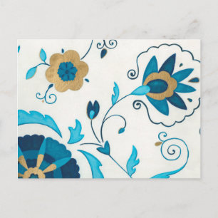 Gilded Indigo Flowers met witte achtergrond Briefkaart