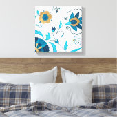 Gilded Indigo Flowers met witte achtergrond Canvas Afdruk (Insitu (Slaapkamer))