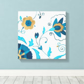Gilded Indigo Flowers met witte achtergrond Canvas Afdruk (Insitu (Houten vloer))