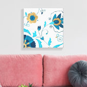 Gilded Indigo Flowers met witte achtergrond Canvas Afdruk (Insitu (Woonkamer))