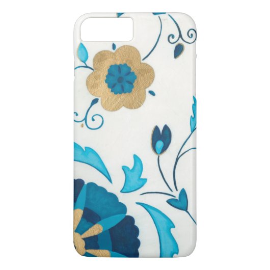 Gilded Indigo Flowers met witte achtergrond Case-Mate iPhone Case (Achterkant)