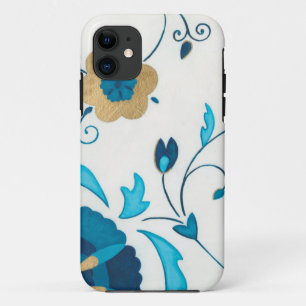 Gilded Indigo Flowers met Witte Achtergrond Case-Mate iPhone Case