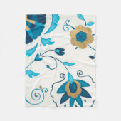 Gilded Indigo Flowers met Witte Achtergrond Fleece Deken (Voorkant)