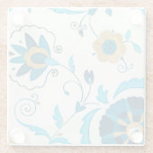 Gilded Indigo Flowers met witte achtergrond Glazen Onderzetter (Achterkant)