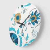 Gilded Indigo Flowers met Witte Achtergrond Grote Klok (Hoek)