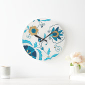 Gilded Indigo Flowers met Witte Achtergrond Grote Klok (Huis)