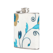 Gilded Indigo Flowers met witte achtergrond Heupfles (Links)