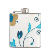 Gilded Indigo Flowers met witte achtergrond Heupfles (Voorkant)