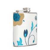 Gilded Indigo Flowers met witte achtergrond Heupfles (Rechts)