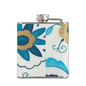 Gilded Indigo Flowers met witte achtergrond Heupfles (Achterkant)