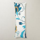 Gilded Indigo Flowers met witte achtergrond Lichaamskussen (Achterkant (Verticaal))