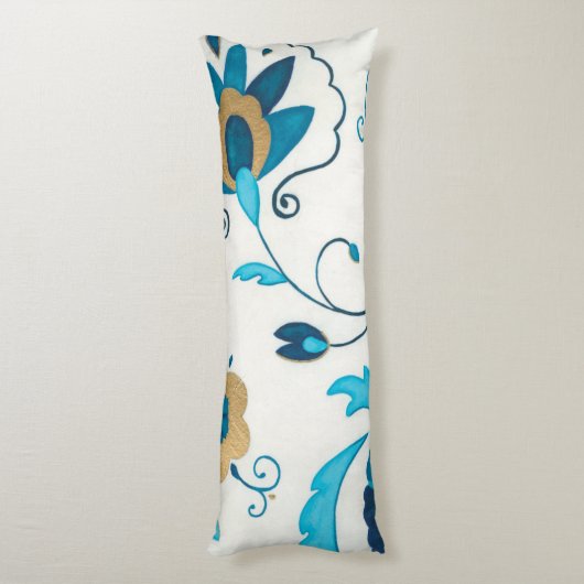 Gilded Indigo Flowers met witte achtergrond Lichaamskussen (Achterkant (Verticaal))