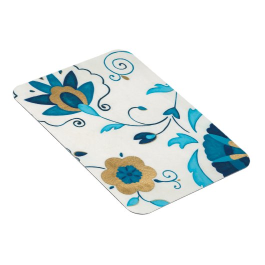 Gilded Indigo Flowers met witte achtergrond Magneet (Rechterzijde)