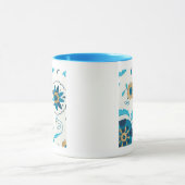 Gilded Indigo Flowers met witte achtergrond Mok (Midden)