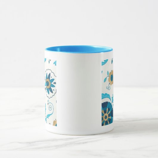 Gilded Indigo Flowers met witte achtergrond Mok (Midden)