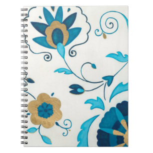 Gilded Indigo Flowers met witte achtergrond Notitieboek