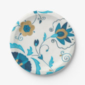 Gilded Indigo Flowers met witte achtergrond Papieren Bordje (Voorkant)