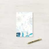 Gilded Indigo Flowers met witte achtergrond Post-it® Notes (Op bureau)
