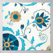 Gilded Indigo Flowers met witte achtergrond Poster (Voorkant)