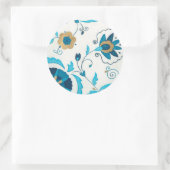 Gilded Indigo Flowers met witte achtergrond Ronde Sticker (Tas)