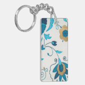 Gilded Indigo Flowers met witte achtergrond Sleutelhanger (Voorkant Links)