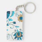 Gilded Indigo Flowers met witte achtergrond Sleutelhanger (achterkant)