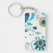 Gilded Indigo Flowers met witte achtergrond Sleutelhanger (Voorkant)
