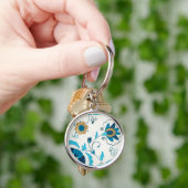Gilded Indigo Flowers met witte achtergrond Sleutelhanger (Hand)